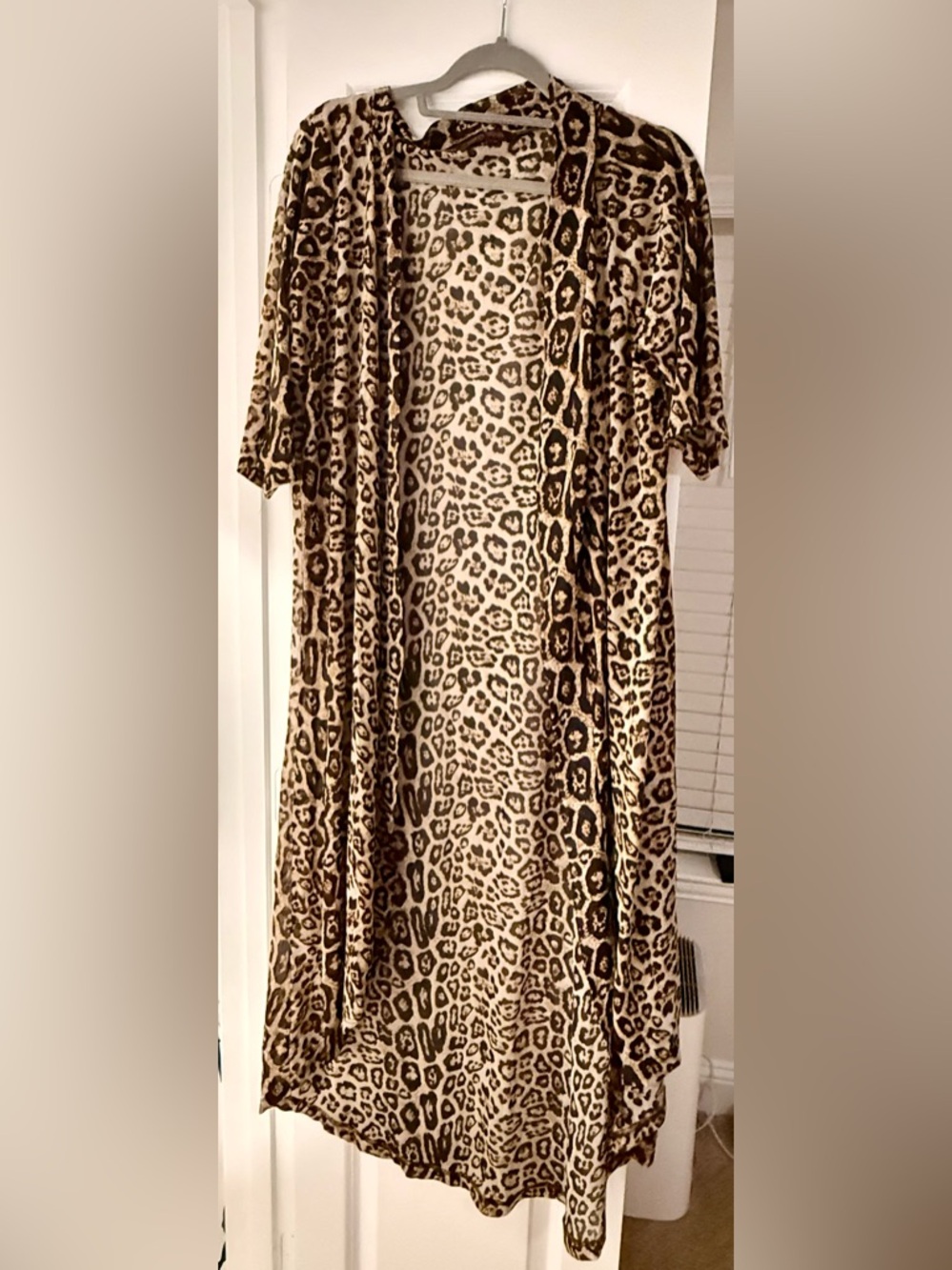 Crazy Train Leopard Print Kimono - Beige & Black - Picture 2 of 4